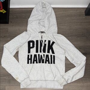 PINK Victoria's Secret Light Gray Hoodie with Black Print